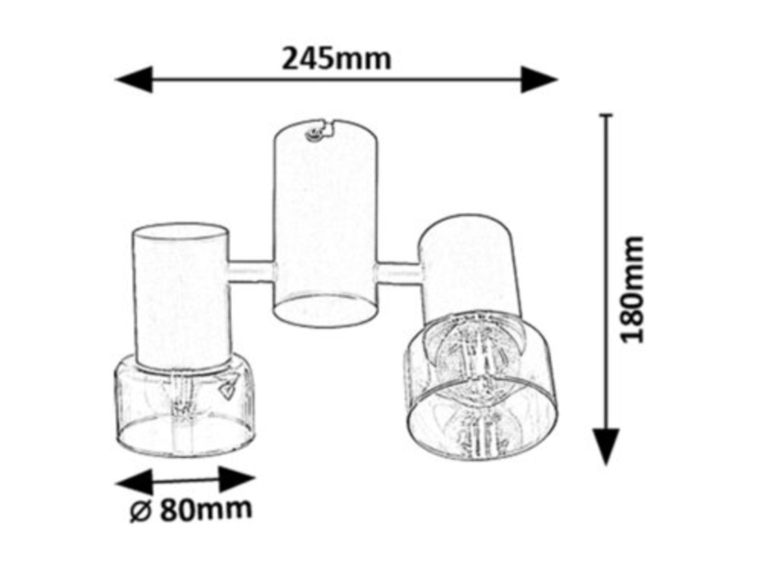Модерен двоен спот – E14, 2xMAX15W, IP20, черен метал, стъкло с димен цвят