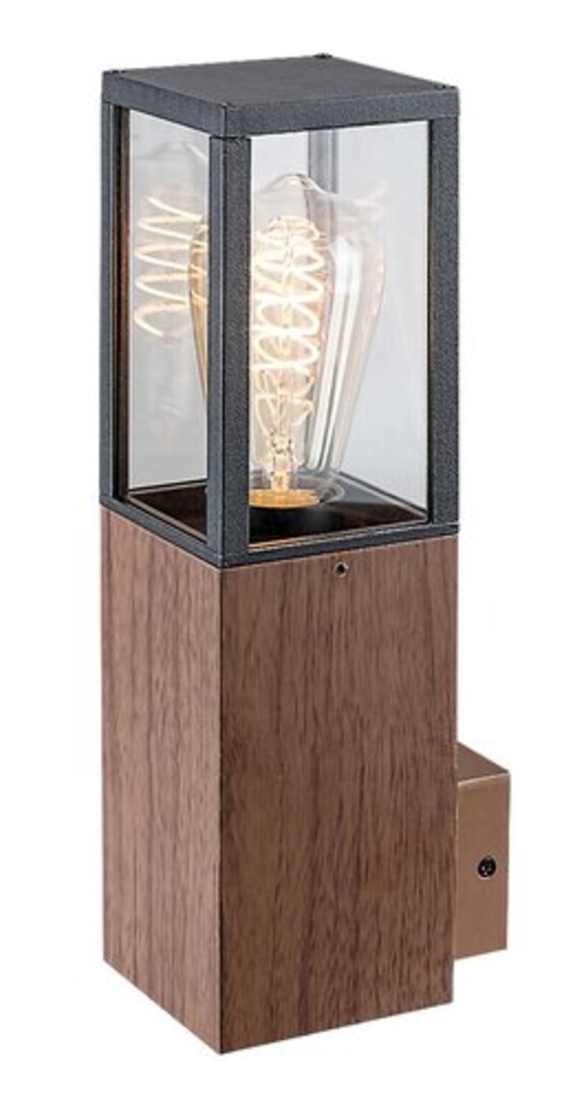 Елегантен външен аплик Wales E27 – стилно фасадно осветление в цвят тъмeн дъб с IP44 защита