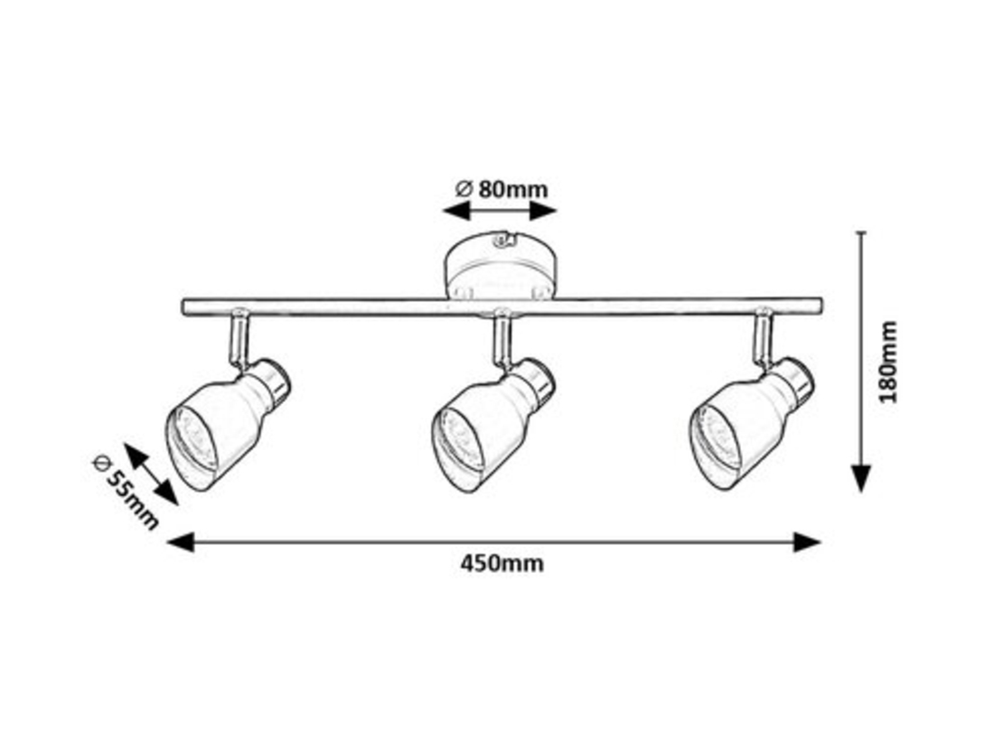 Модерен троен GU10 спот в черно и злато