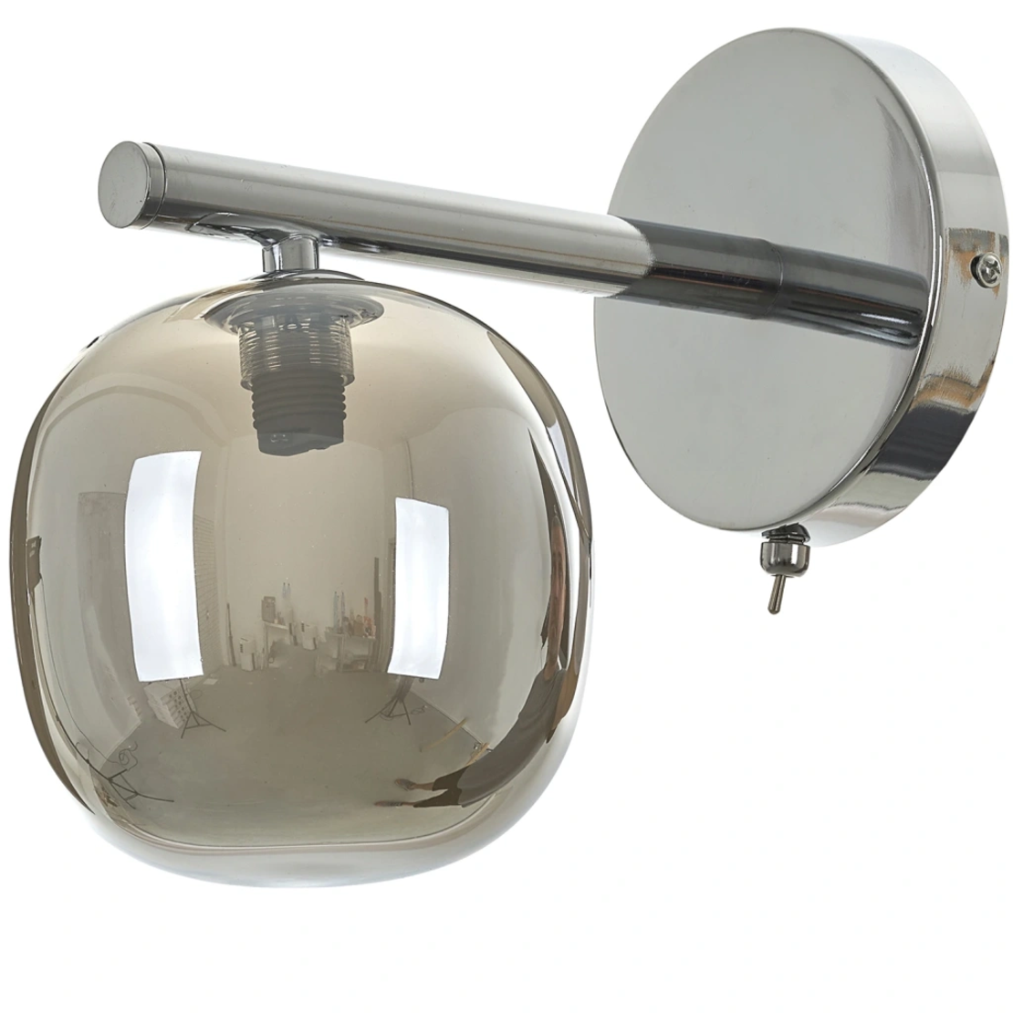 Модерен стенен аплик в хром с ключ и стъклен абажур – 1xG9