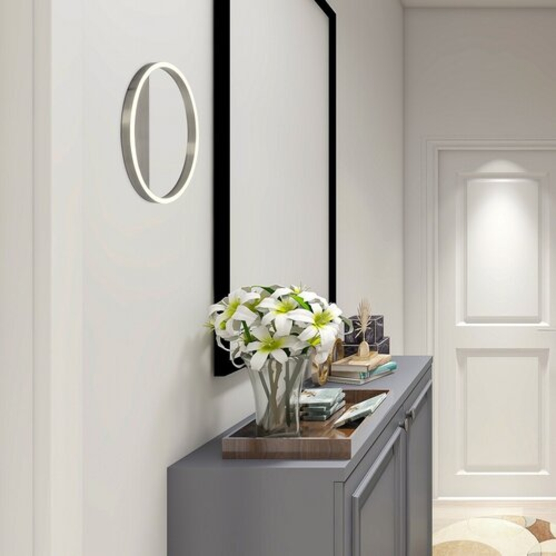 Модерен LED стенен аплик 15W с естествено бяла светлина – драскан хром