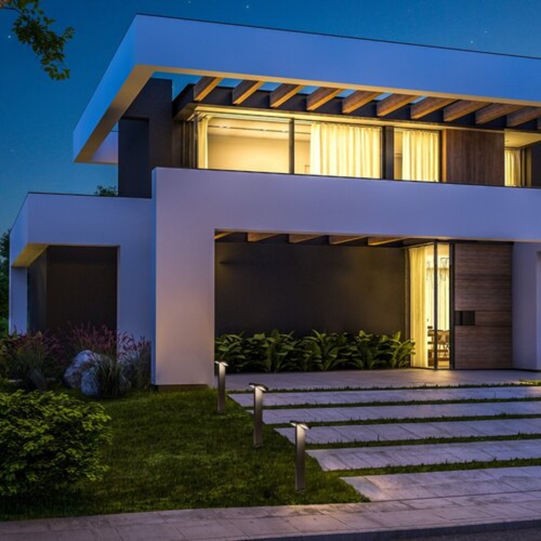 Модерен външен градински LED стълб Telde 14W с топло бяла светлина