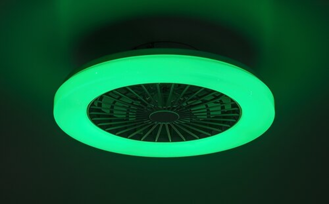 Мултифункционален LED таванен плафон с вентилатор, RGB и звезден ефект