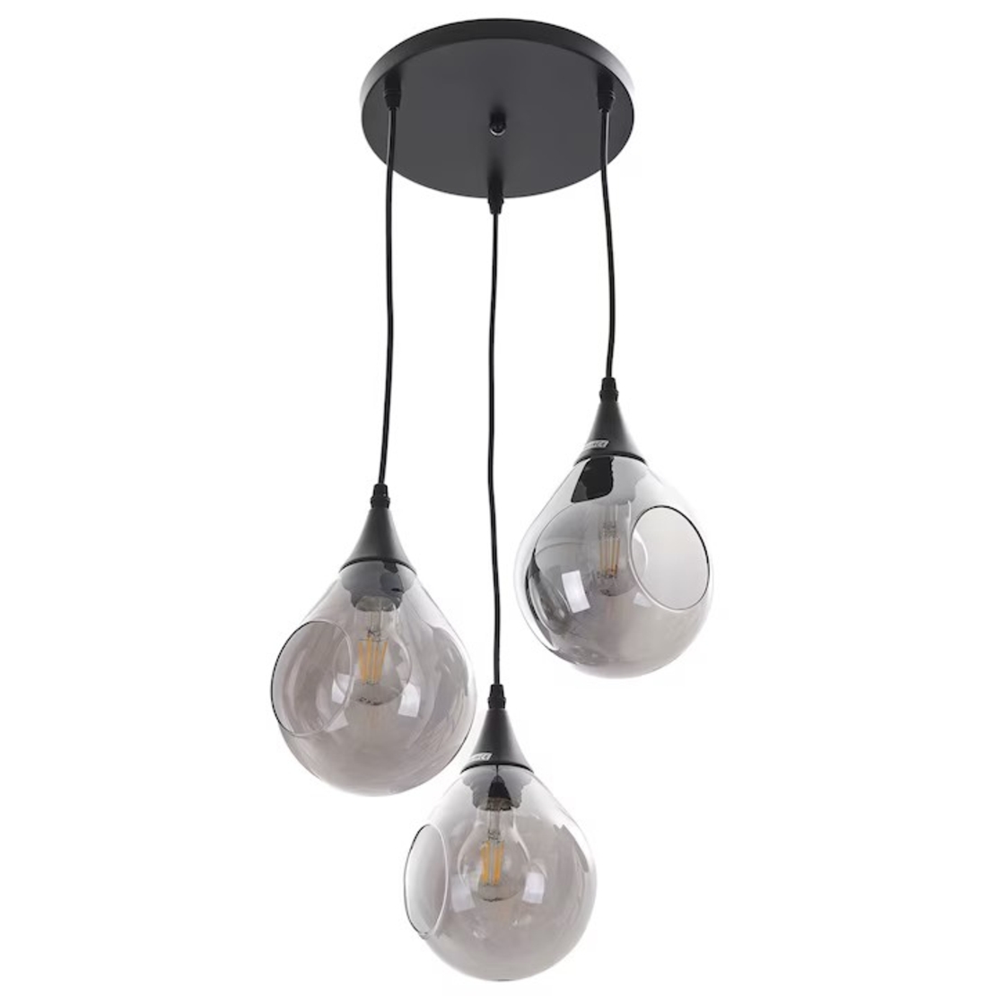 Модерен полилей от метал и стъкло – черен, E27, регулируема височина