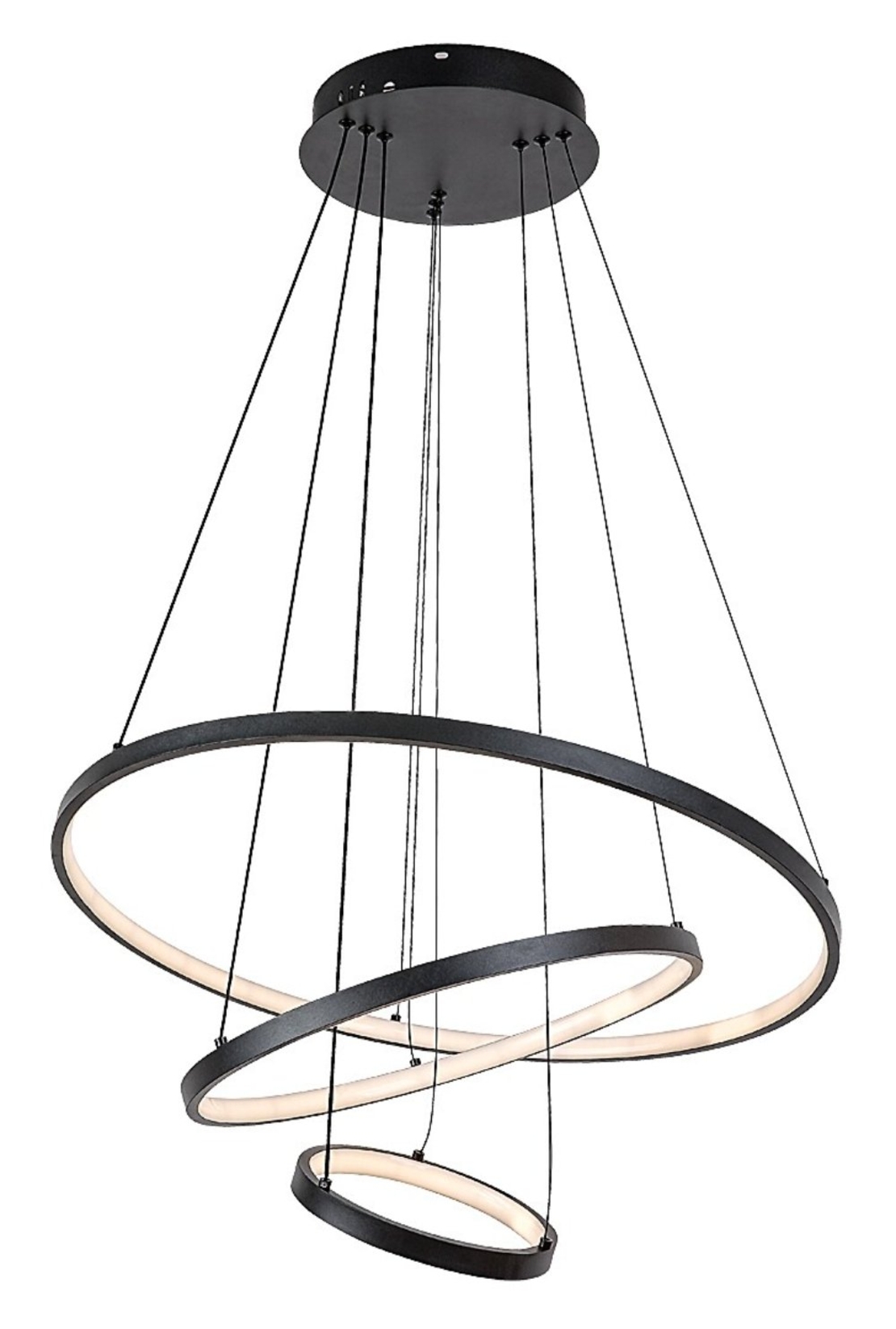 Модерен LED полилей 90W – черен метал, регулируема светлина и дистанционно управление