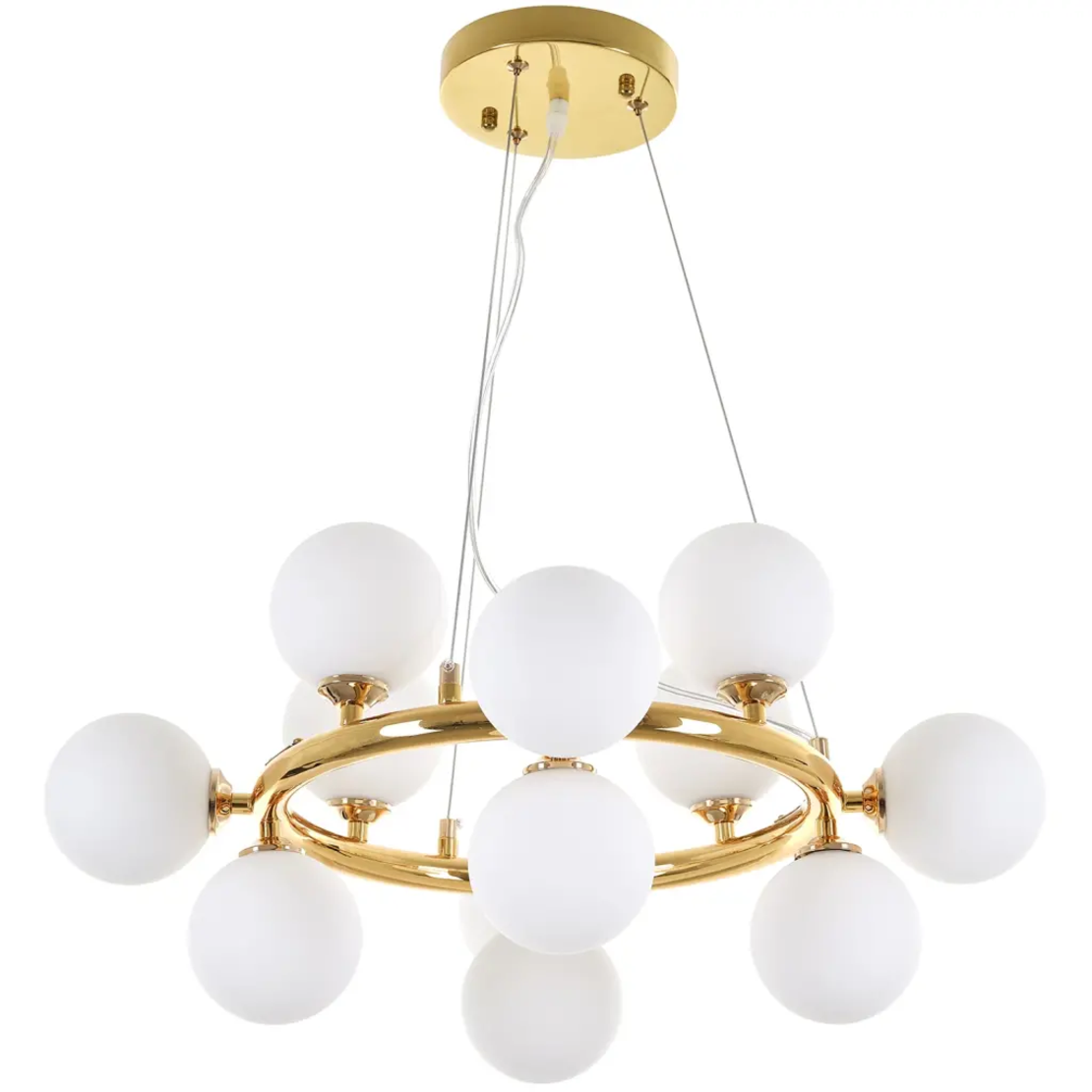 Дизайнерски полилей злато и стъкло 12xG9