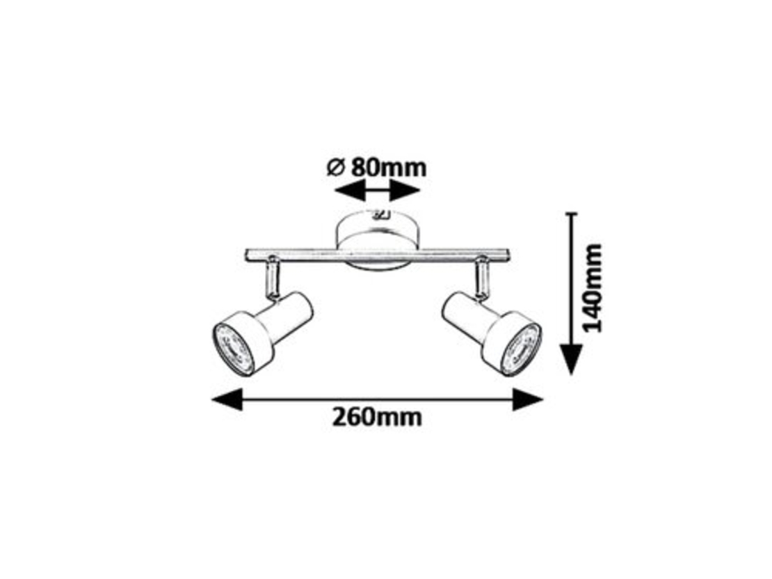 Модерен двоен спот осветител – черен метал, GU10, 2x50W