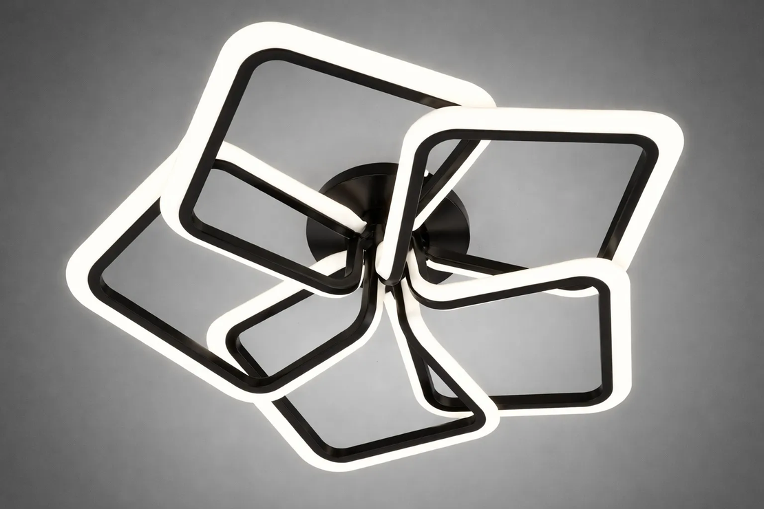 LED таванна лампа 170W с дистанционно – черна, модерен дизайн