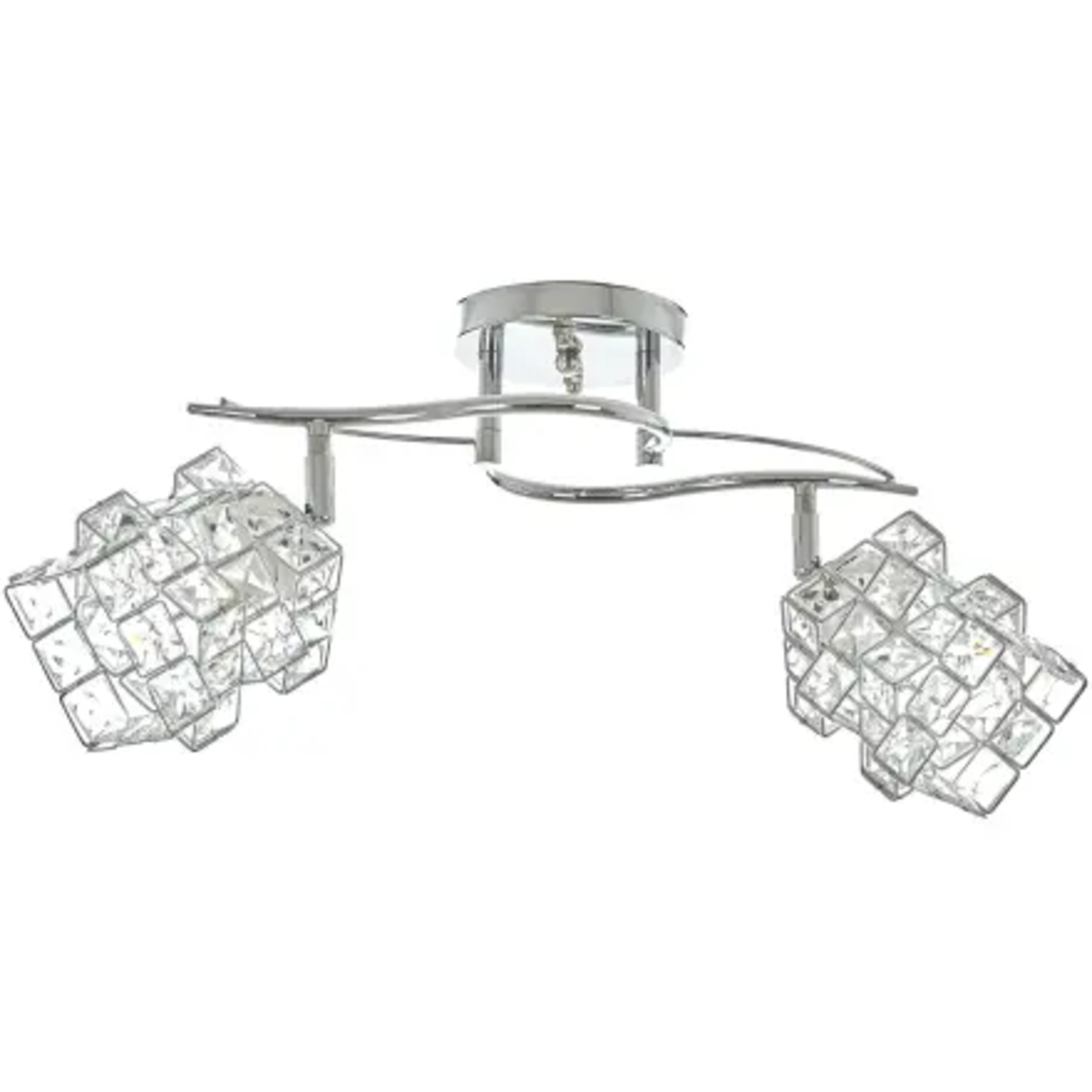 Елегантен хромиран полилей от метал и кристал – 2xE27, класически / модерен стил