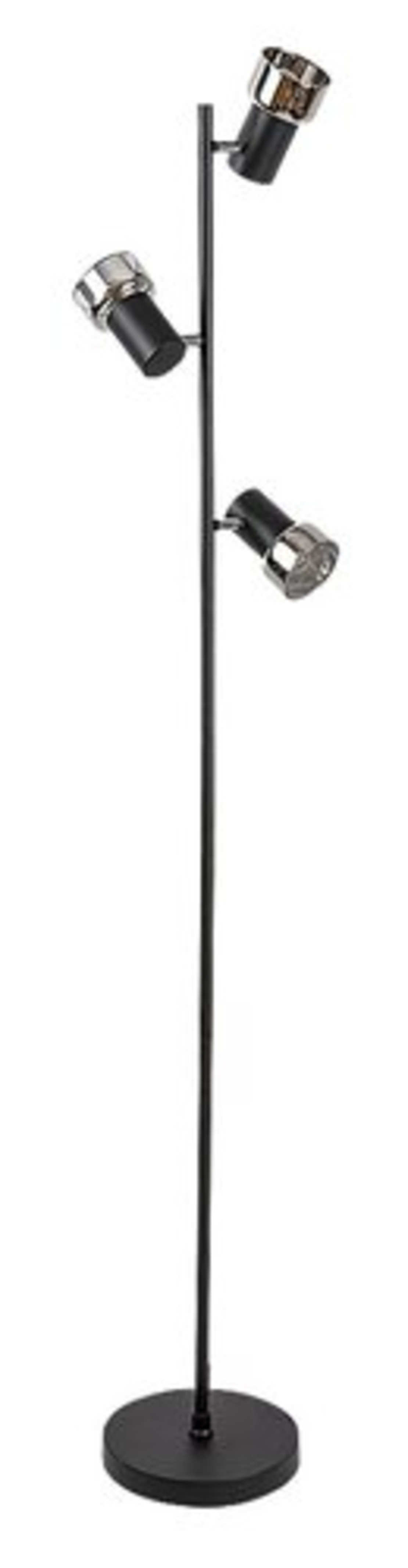 Модерен лампион – E14, 3xMAX15W, IP20, черен метал, стъкло с димен цвят