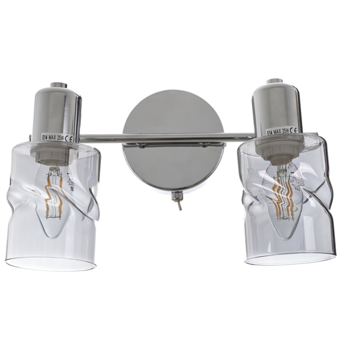 Спот хром, метал и стъкло, 2×E14, с ключ и подвижни рамена
