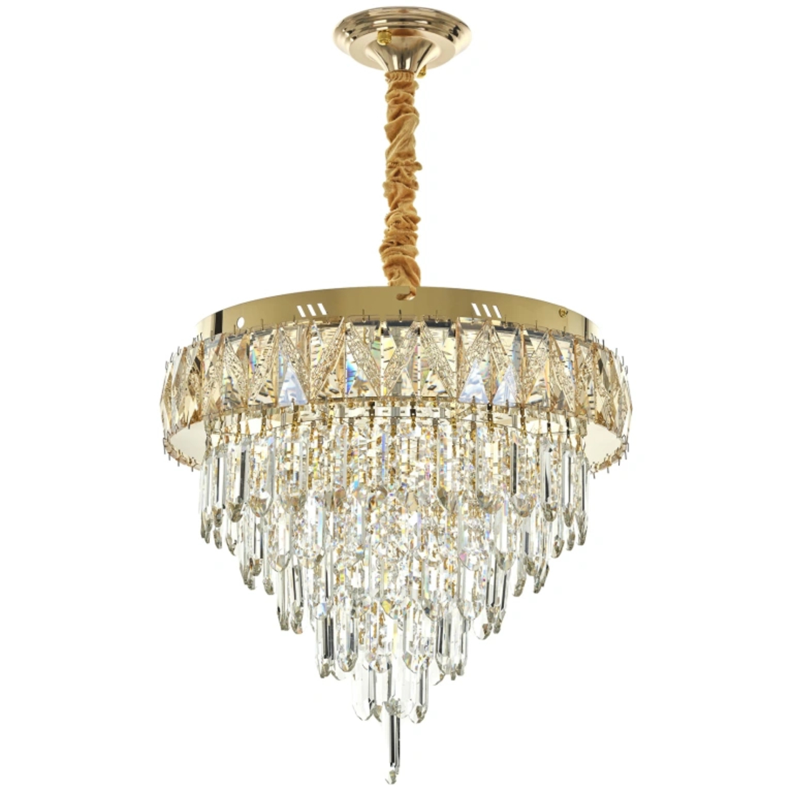 Кристален LED полилей злато с дистанционно