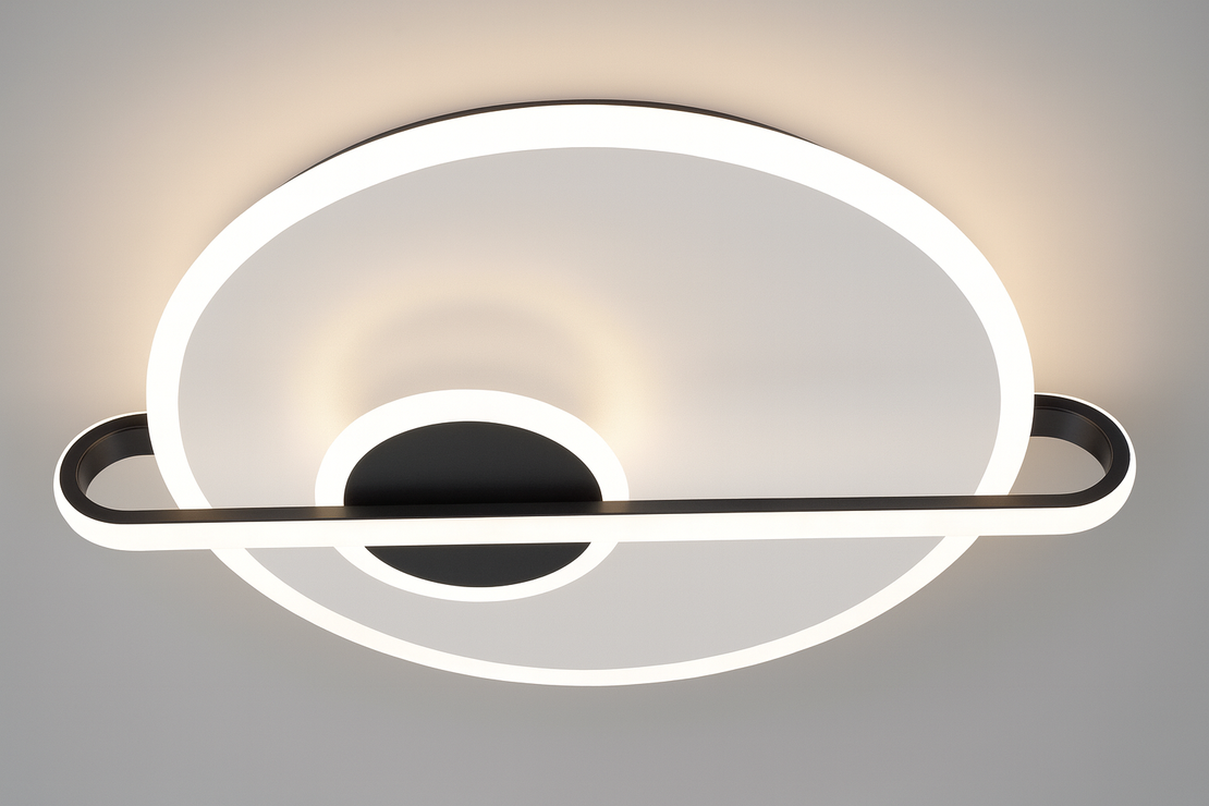 LED плафон 93W – черно и бяло, с дистанционно и димиране