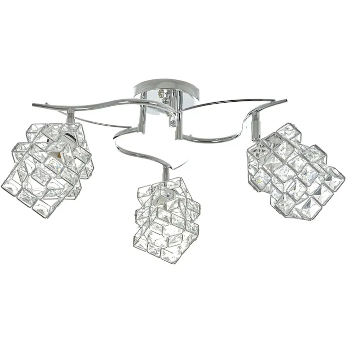 Изискан хромиран полилей с кристални акценти – 3xE27
