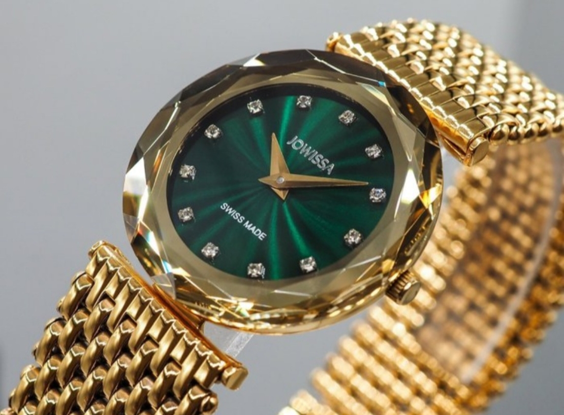 Jowissa Faced Sapphire Crystal Gold/Green
