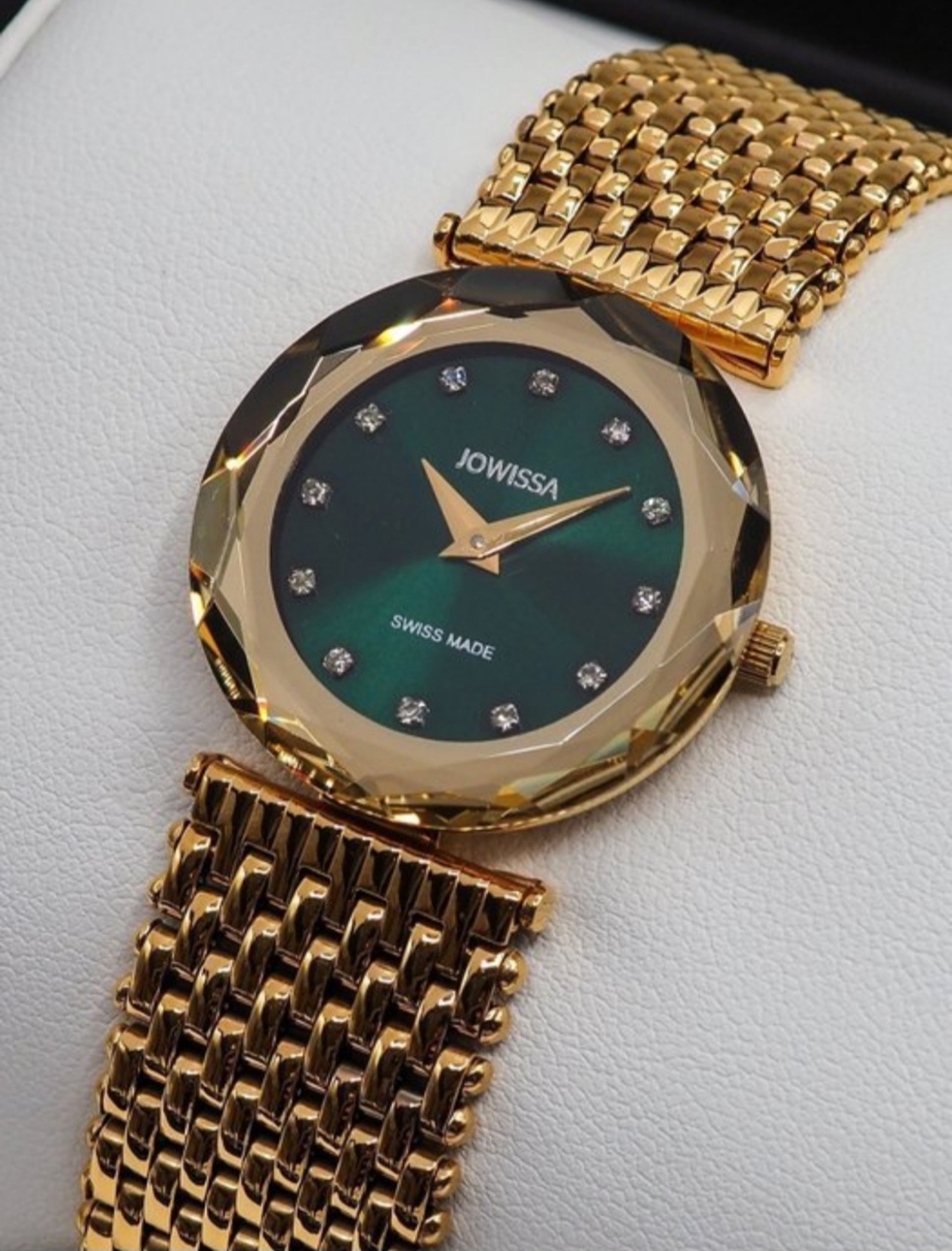 Jowissa Faced Sapphire Crystal Gold/Green