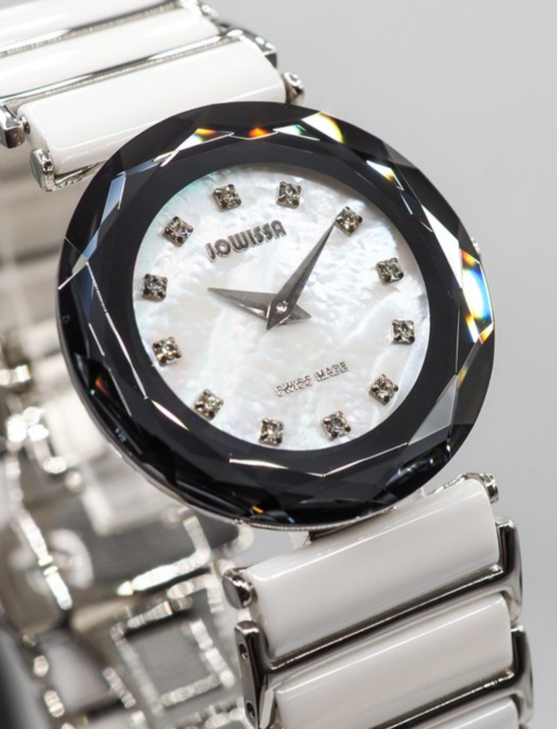 Jowissa Faced Sapphire Crystal White Ceramic