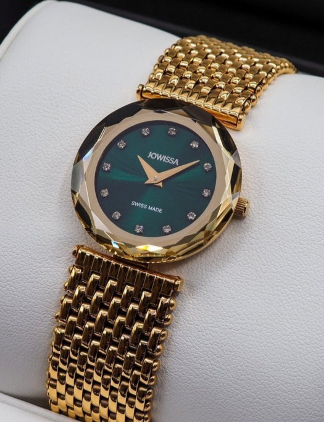 Jowissa Faced Sapphire Crystal Gold/Green