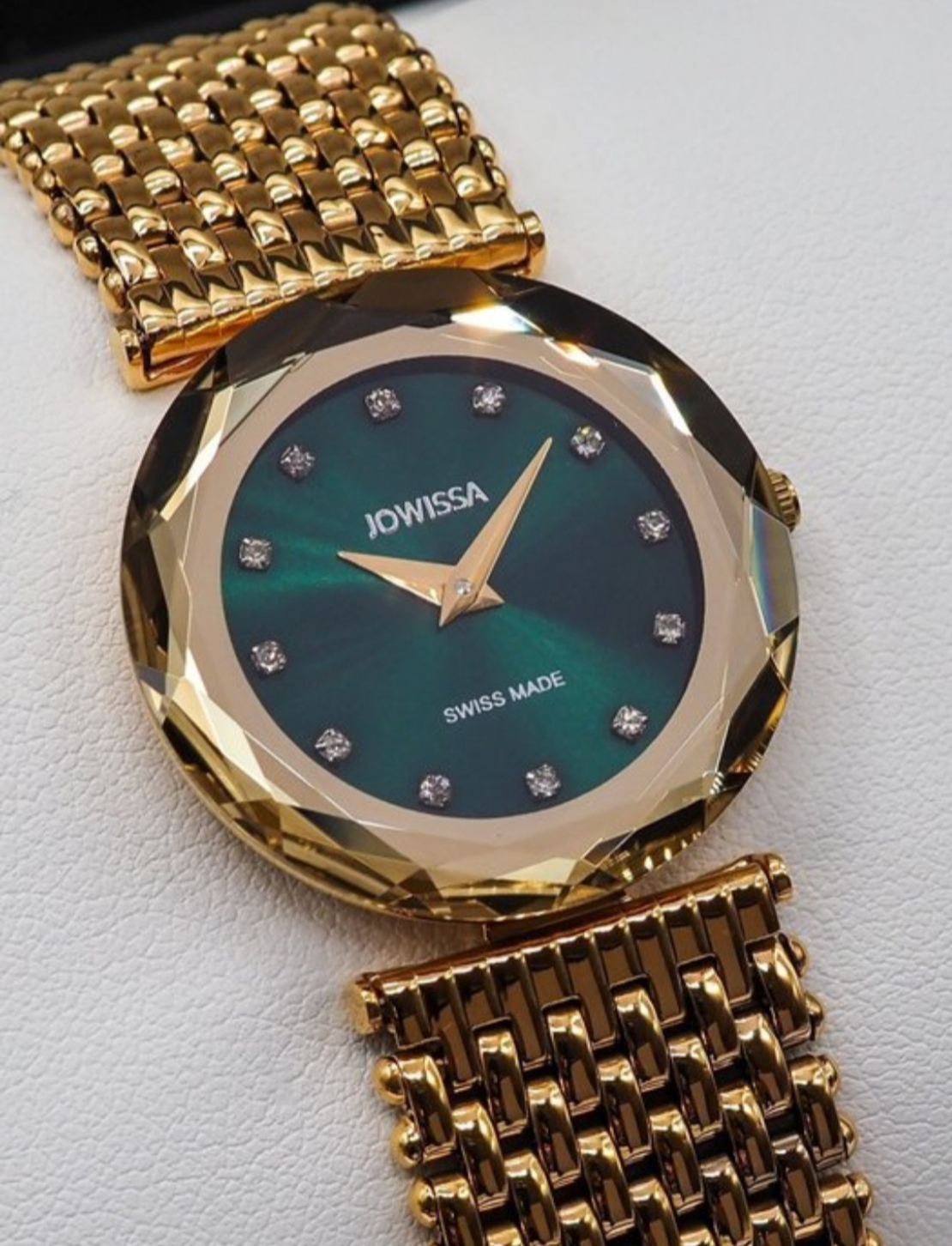 Jowissa Faced Sapphire Crystal Gold/Green