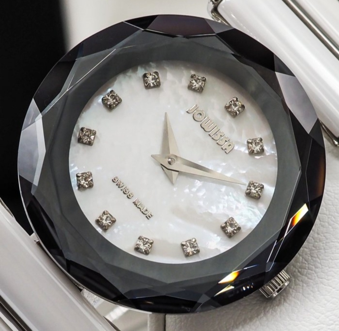 Jowissa Faced Sapphire Crystal White Ceramic