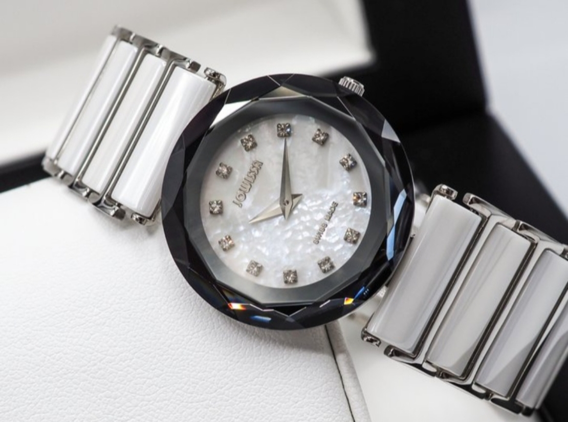 Jowissa Faced Sapphire Crystal White Ceramic