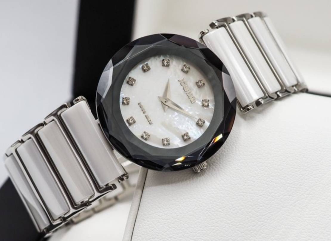 Jowissa Faced Sapphire Crystal White Ceramic