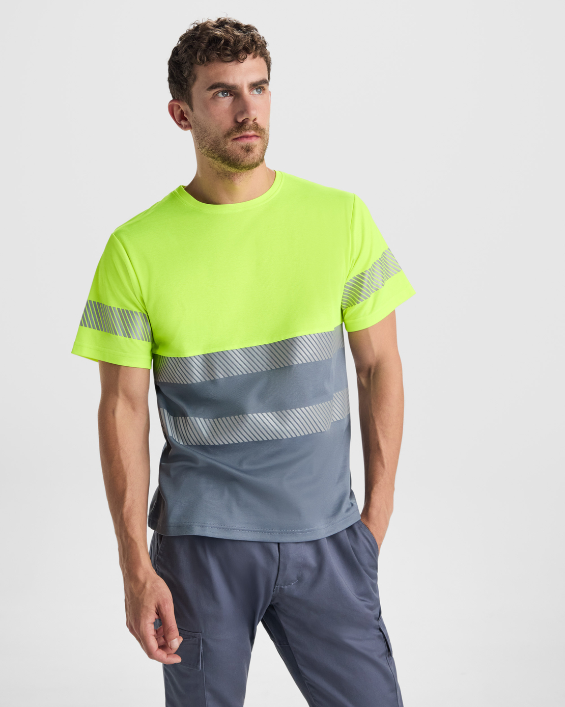 Двуцветна високовидима светлоотразителна тениска