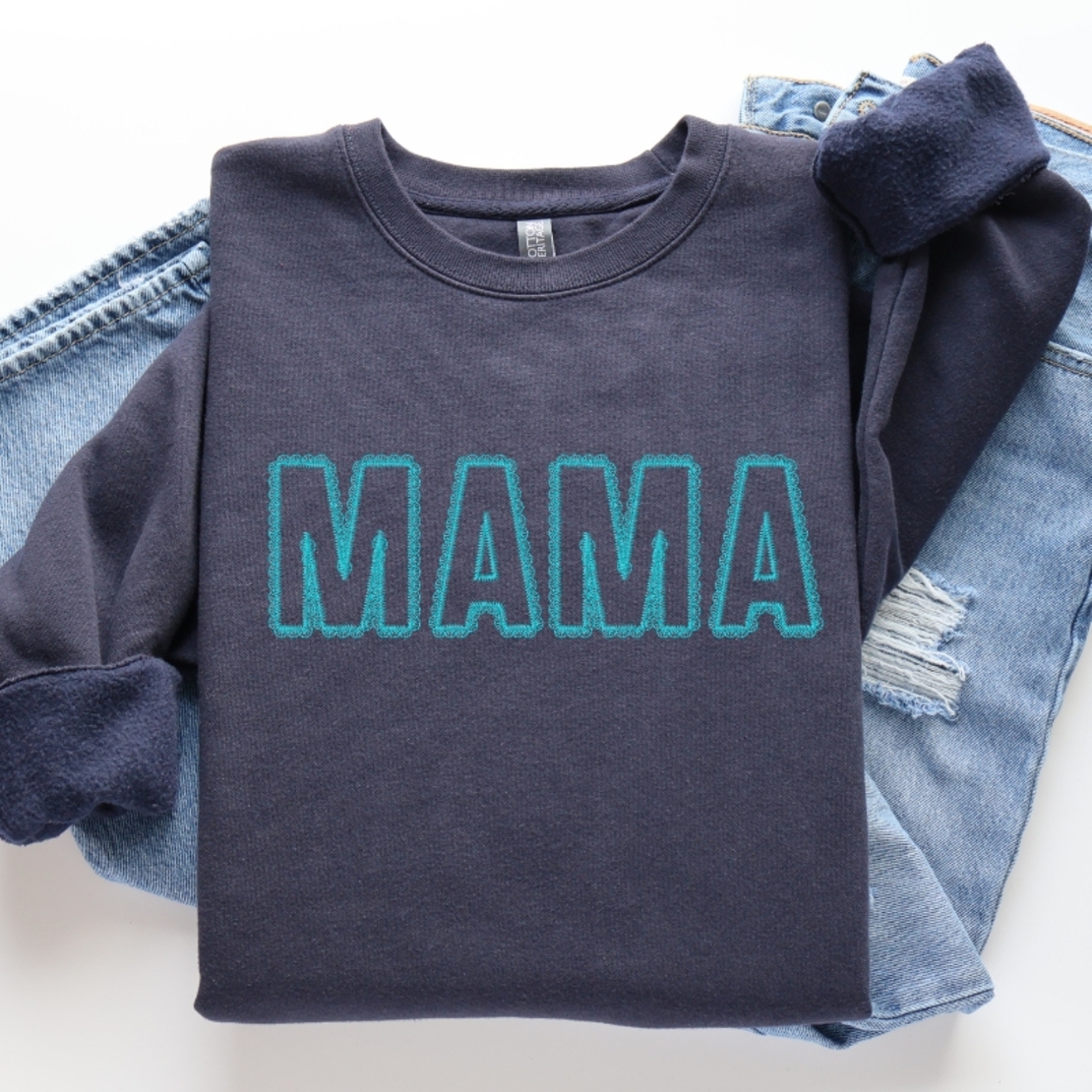 Суичър MAMA с бродерия в елегантен стил дантела