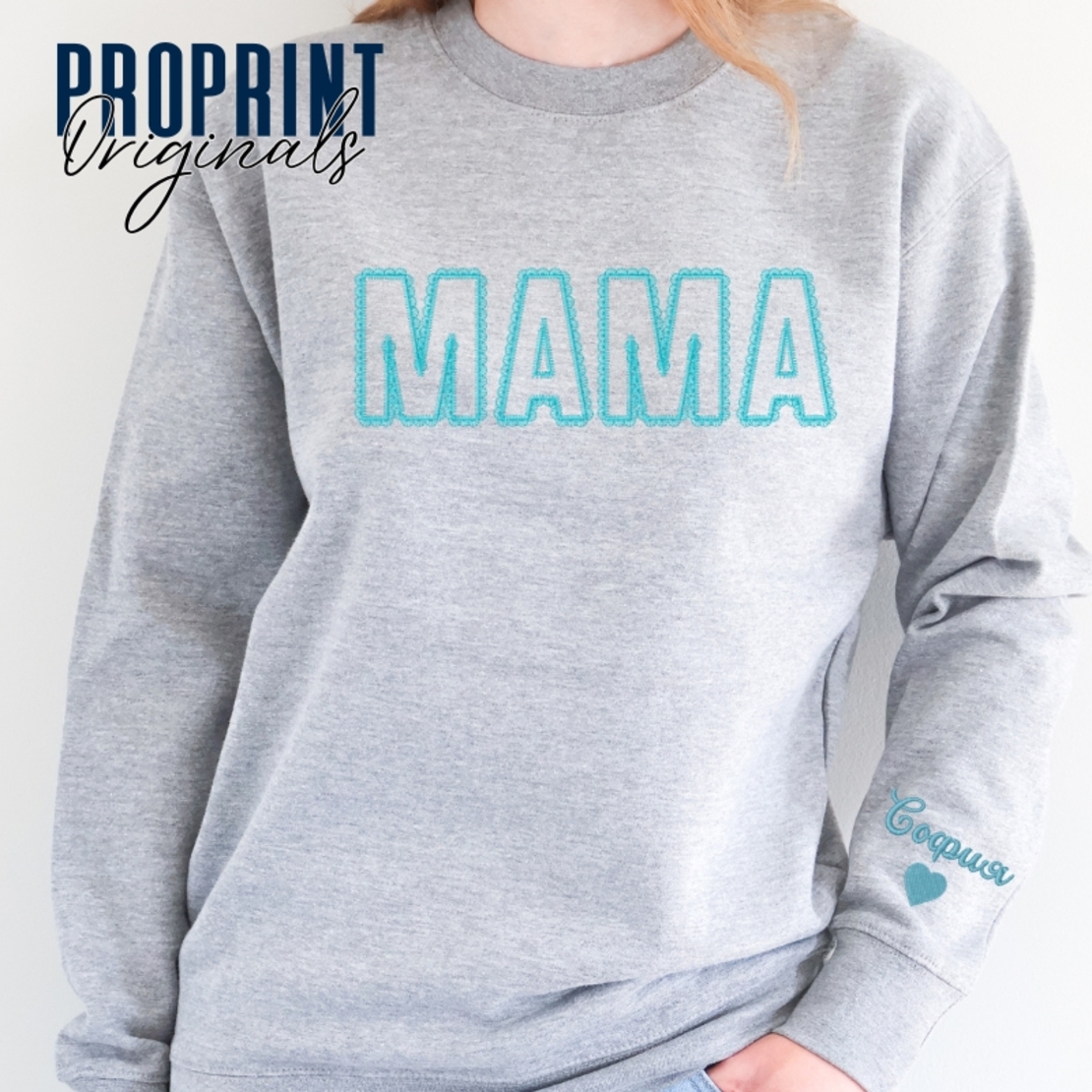 Суичър MAMA с бродерия в елегантен стил дантела