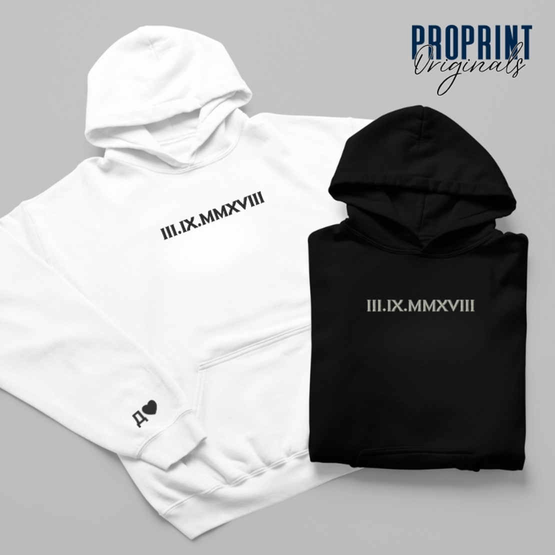 Комплект суичъри за двойки с дата (бродерия)