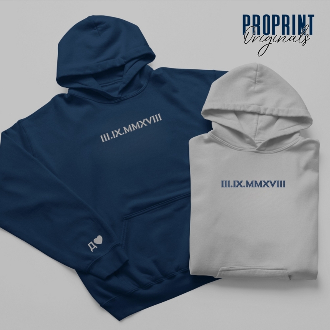 Комплект суичъри за двойки с дата (бродерия)