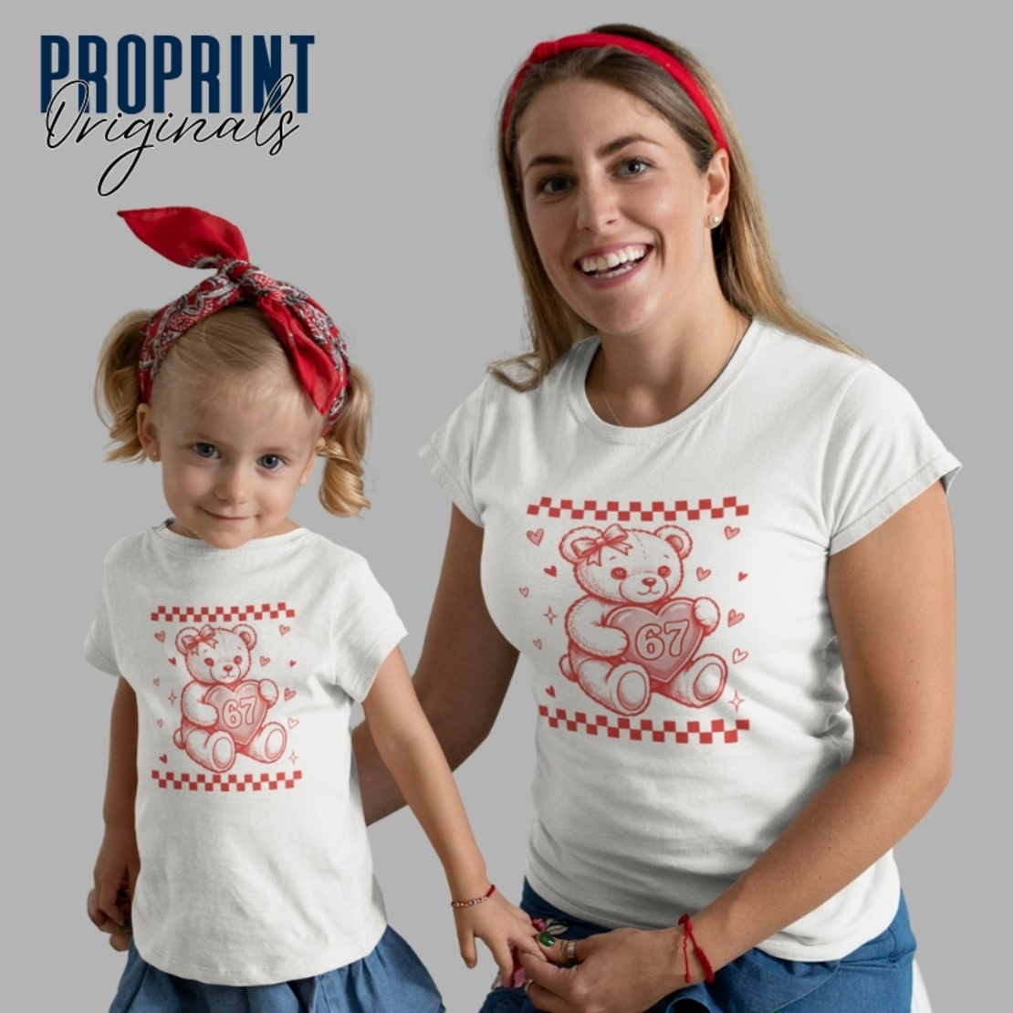 Комплект Тениски „Мама и аз“ – Ретро мече със сърце