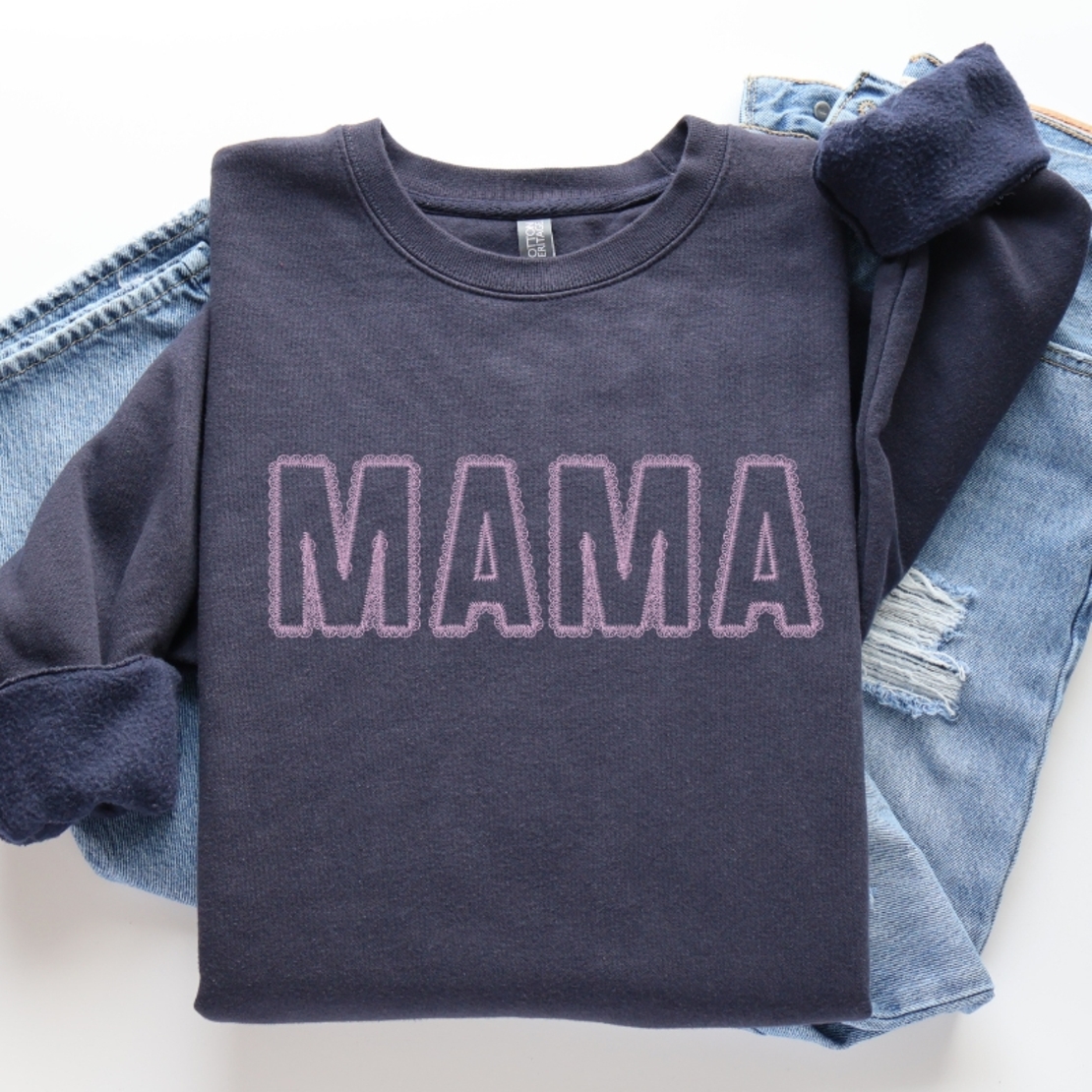 Суичър MAMA с бродерия в елегантен стил дантела