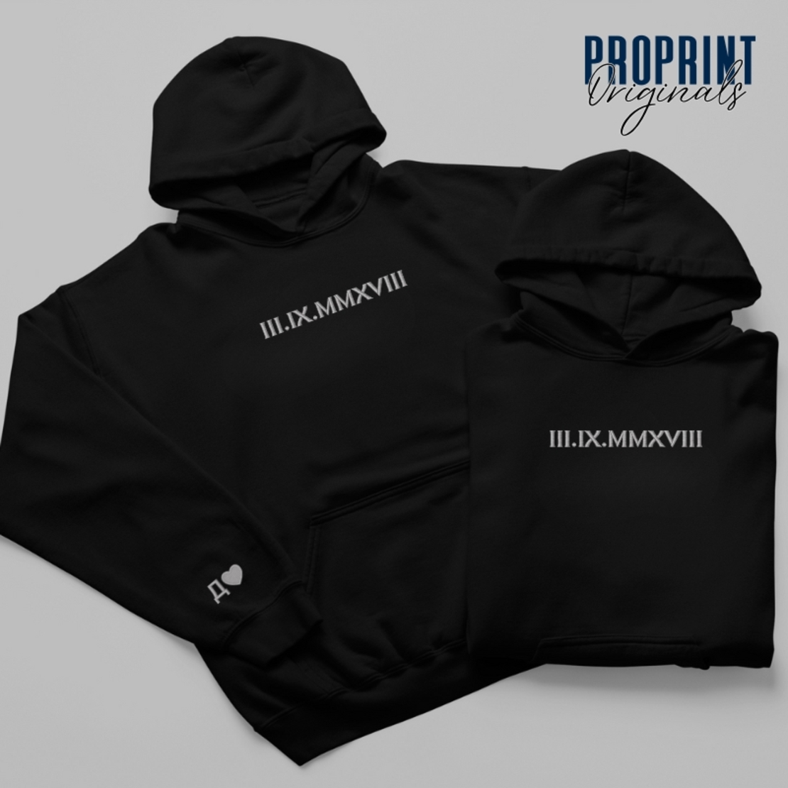 Комплект суичъри за двойки с дата (бродерия)