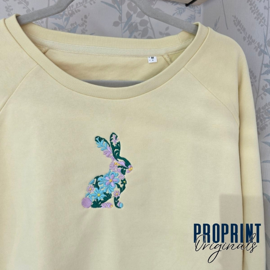 Floral Bunny Embroidered Sweatshirt