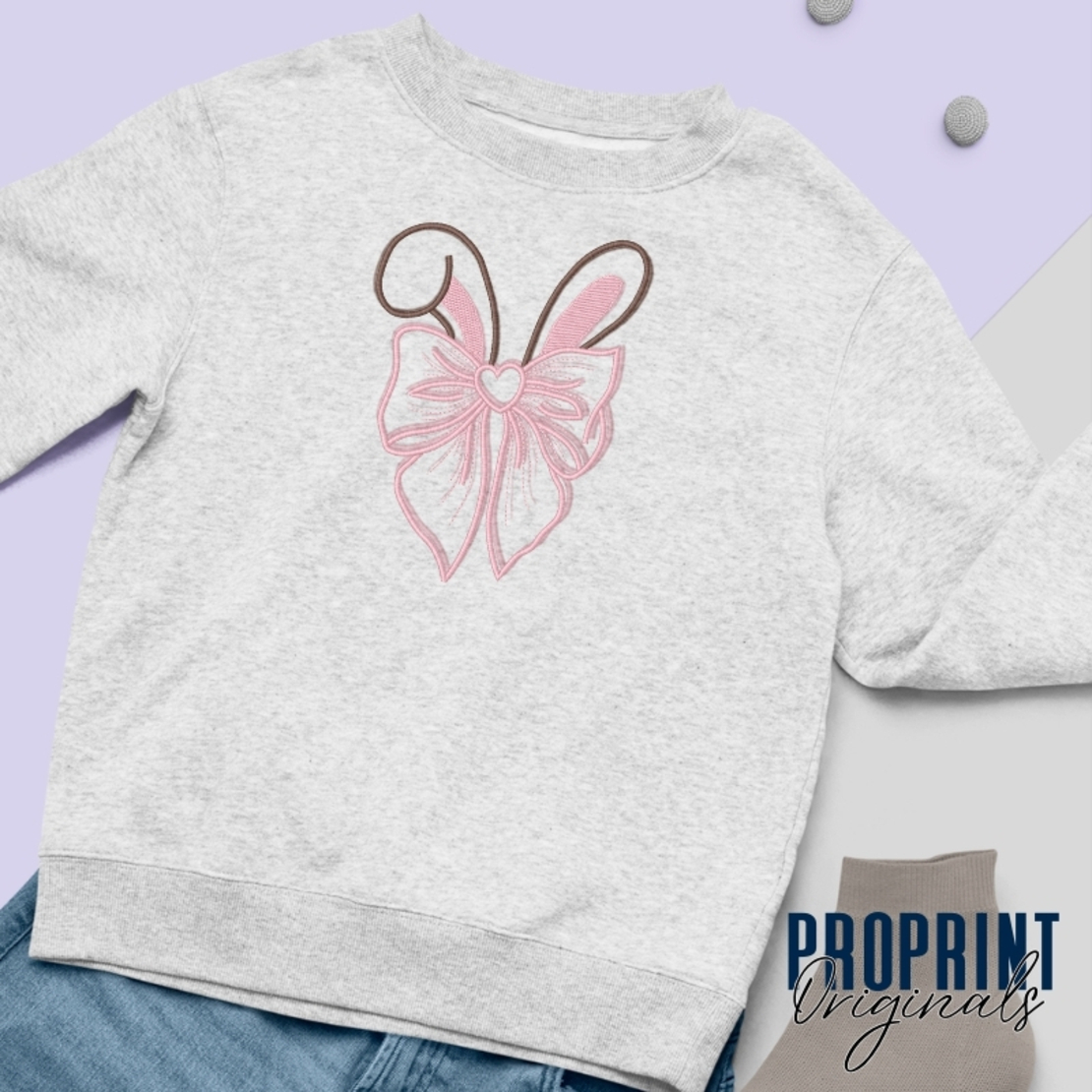 Bunny Ears Embroidered Sweatshirt