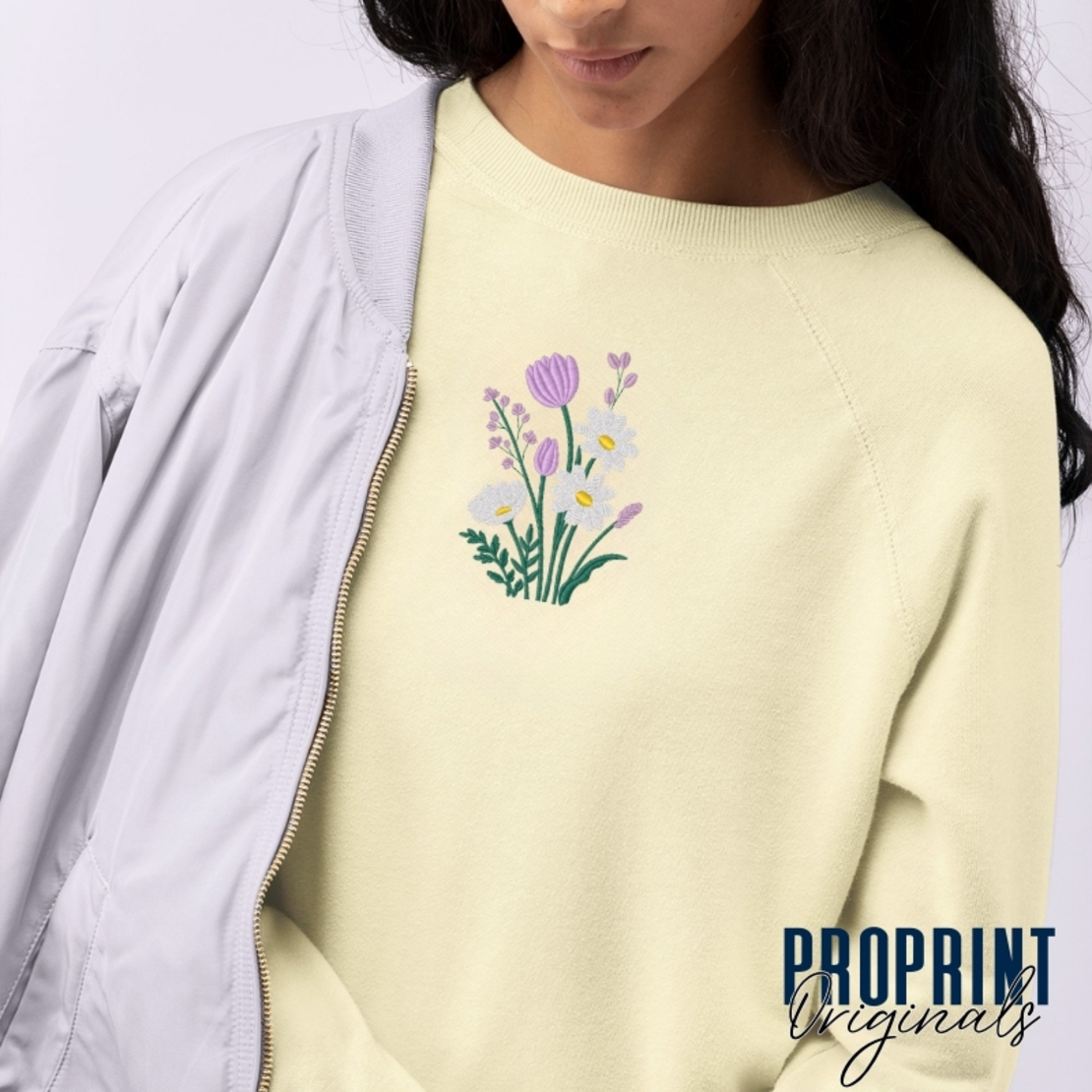 Spring Flowers Embroidered Sweatshirt