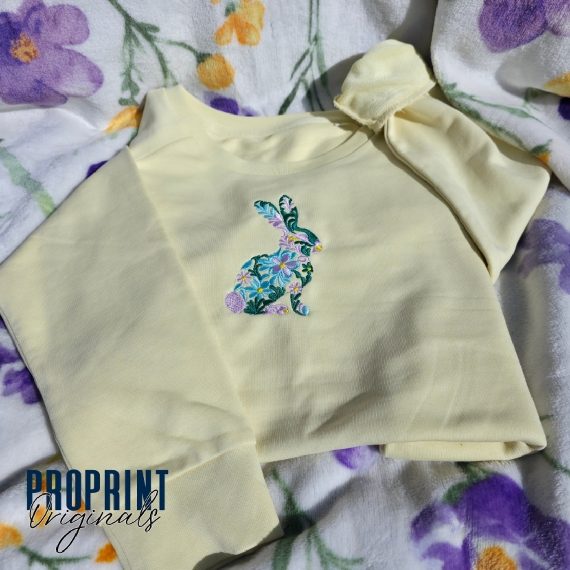 Floral Bunny Embroidered Sweatshirt