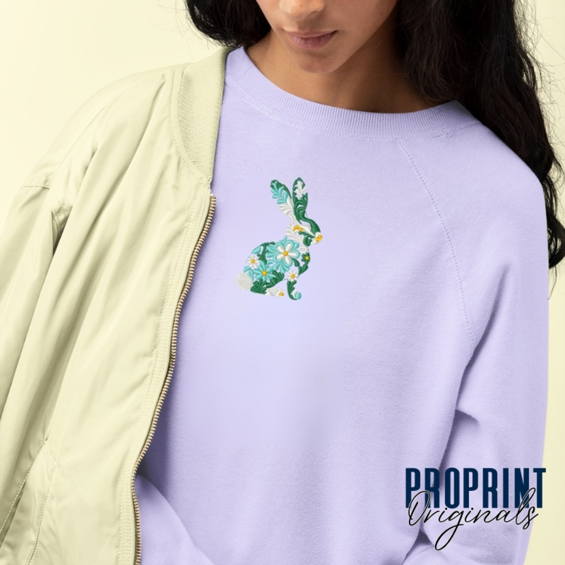 Floral Bunny Embroidered Sweatshirt