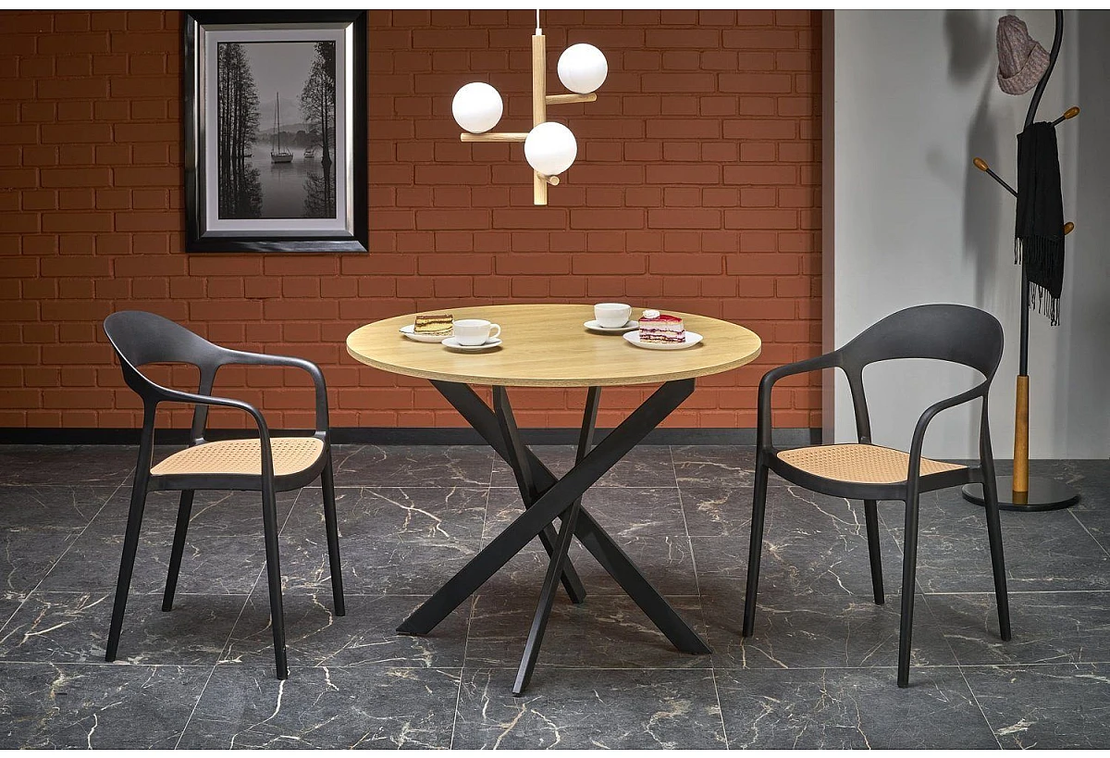 Трапезна маса EDGAR кръгла - златен дъб/черно