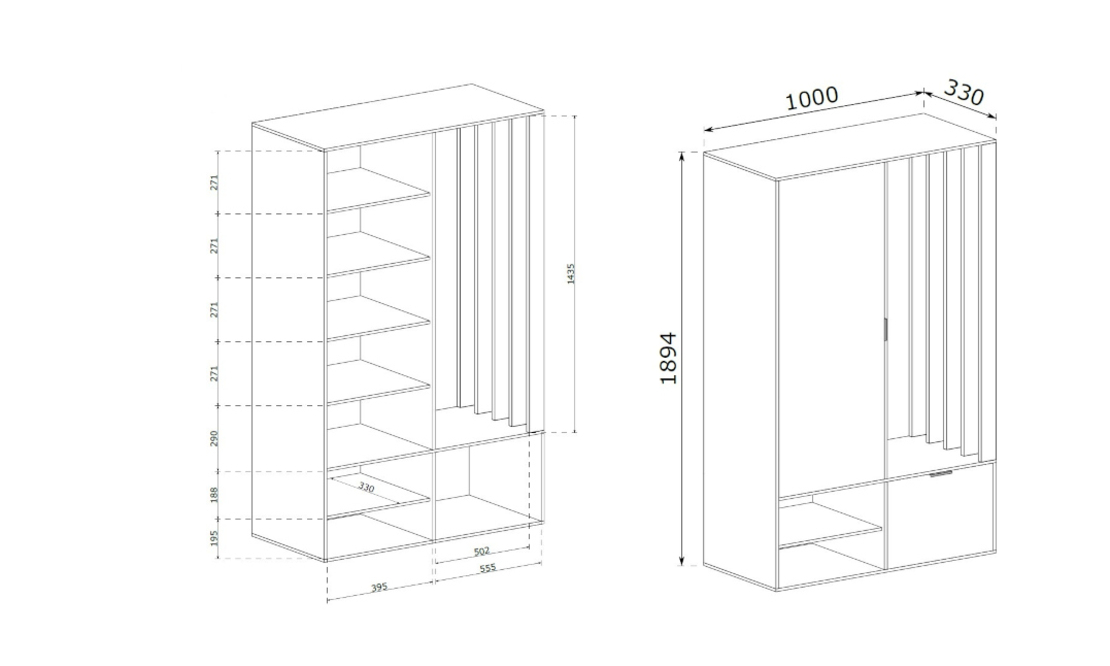 Портманто MILO дъб артисан/черно