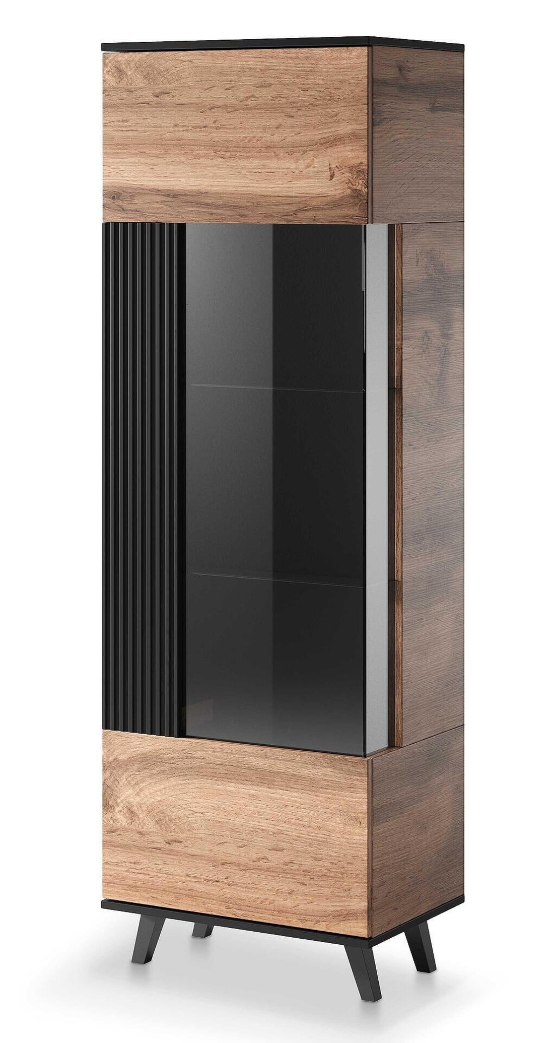 Витрина RANDOM W-1 - дъб вотан/черно