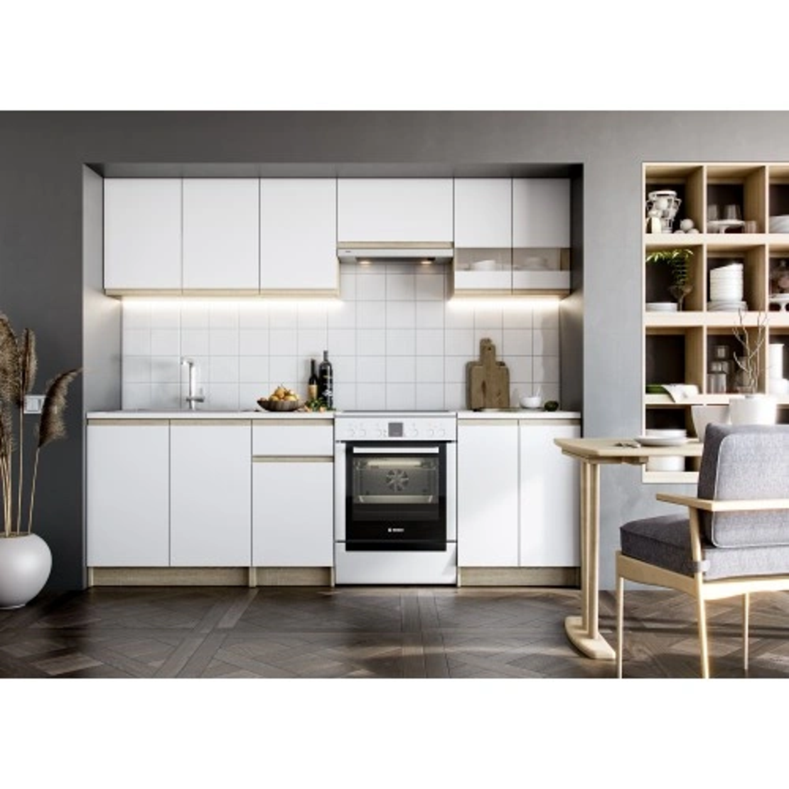 Кухня KATARINA LUX 2.40м дъб сонома/бяло