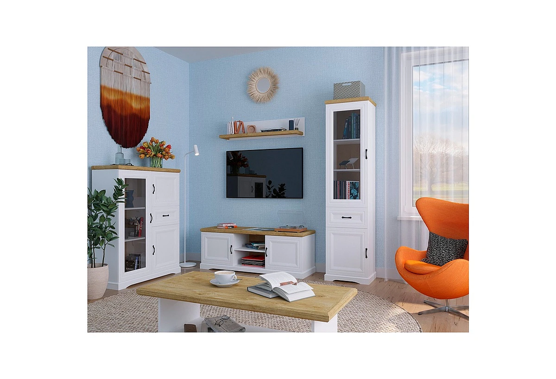 Витрина RIVA WIT 1D1W1S - бяло/дъб харбор