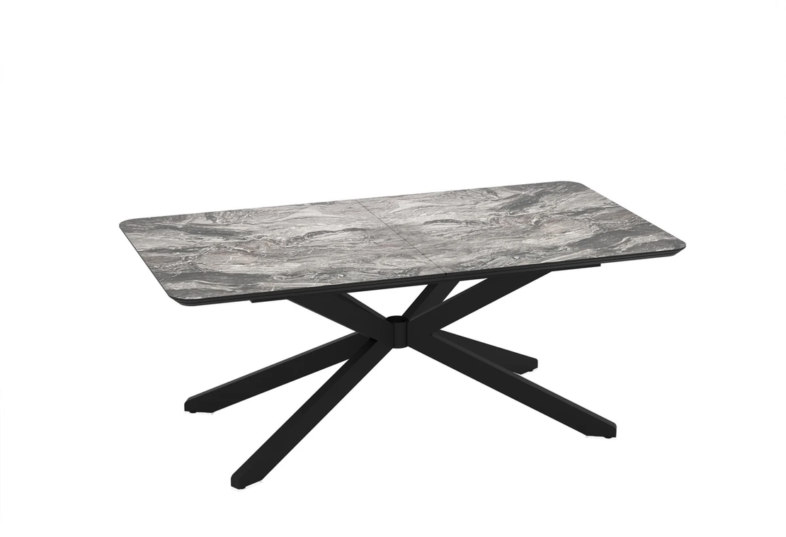 Трапезна маса MONA разтегателна - черен мрамор/черно