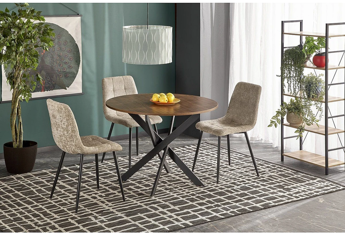 Трапезна маса EDGAR кръгла - орех/черно