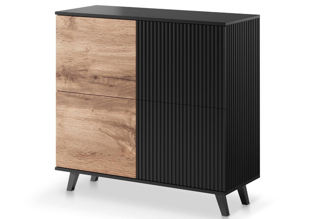 Комод RANDOM KM-2 дъб вотан/черно