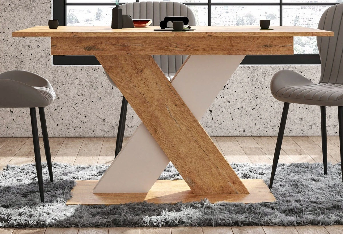 Трапезна маса XARELTO разтегателна - дъб ланселот/бяло