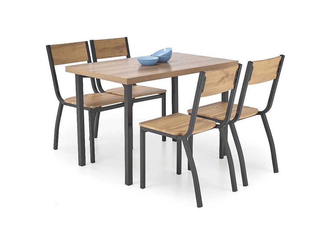 Комплект MILTON маса с 4 стола - натурално/черно