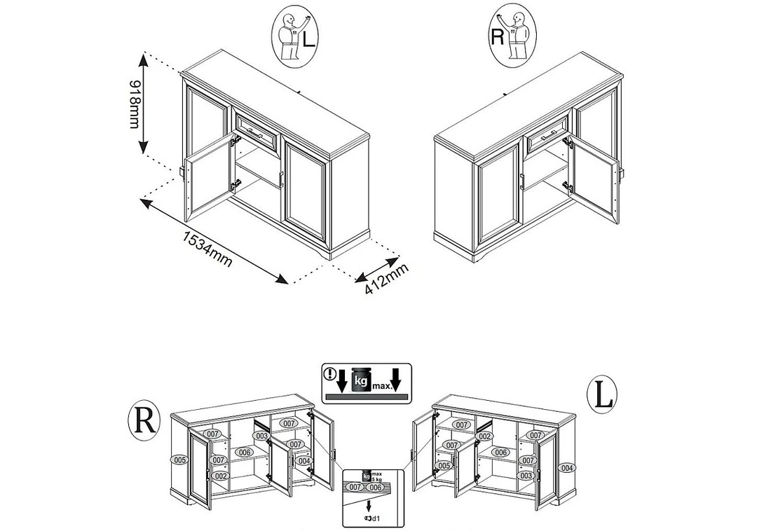Скрин RIVA KOM 3D1S - бяло/дъб харбор